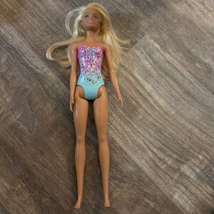 Barbie Doll in Pink and Blue Floral Swimsuit